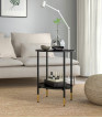 New Mark Impex Side Table, 2 Tiers, Round Tray Table
